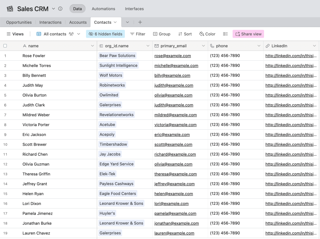 3 Airtable CRM contacts