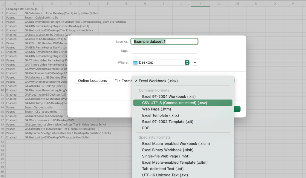 3. How to extract data from Excel manually CSV format