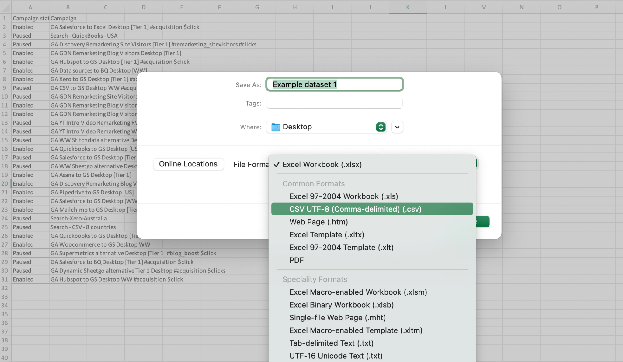 Cómo extraer datos de Excel manualmente en formato CSV