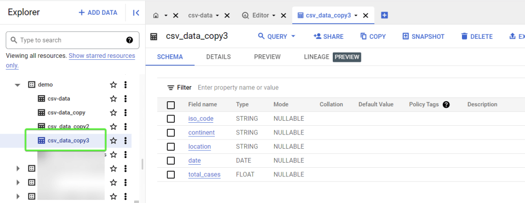 3.2 copy table bigquery cli