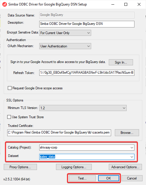 6 select project and dataset