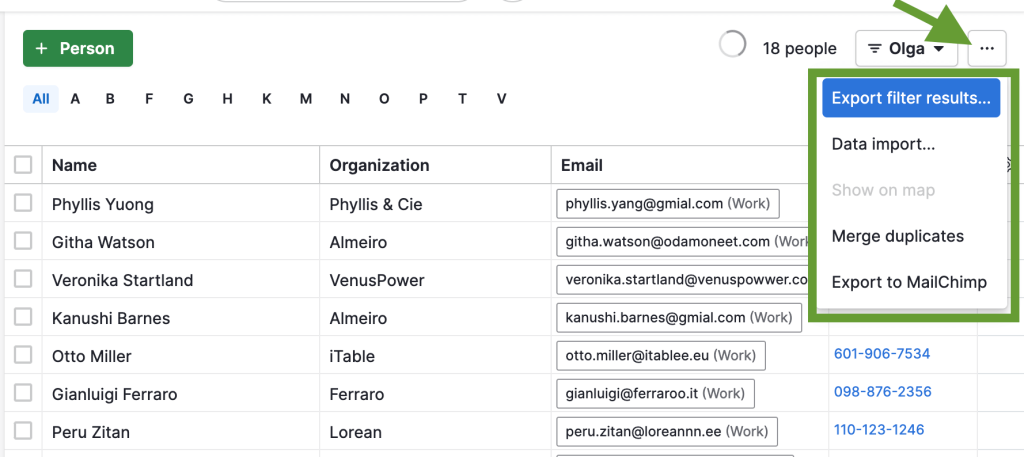6. Airtable export filter results