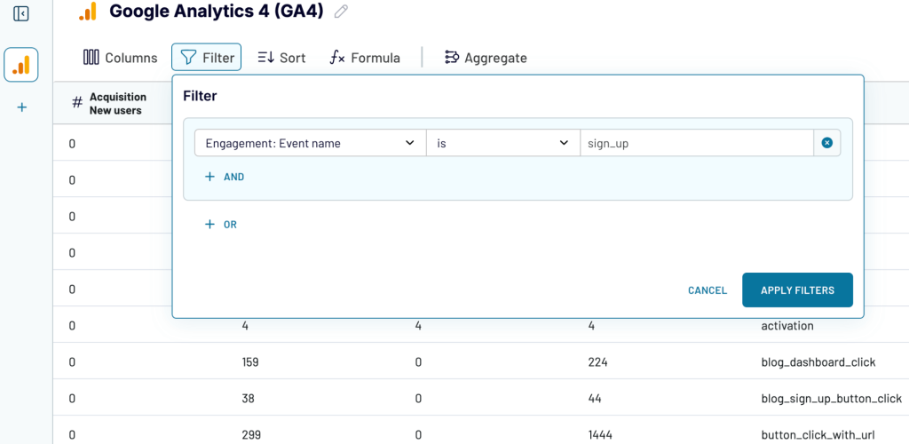 7. Filtering Google Analytics data by event