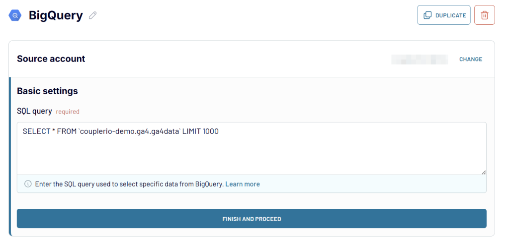 BigQuery source Coupler.io