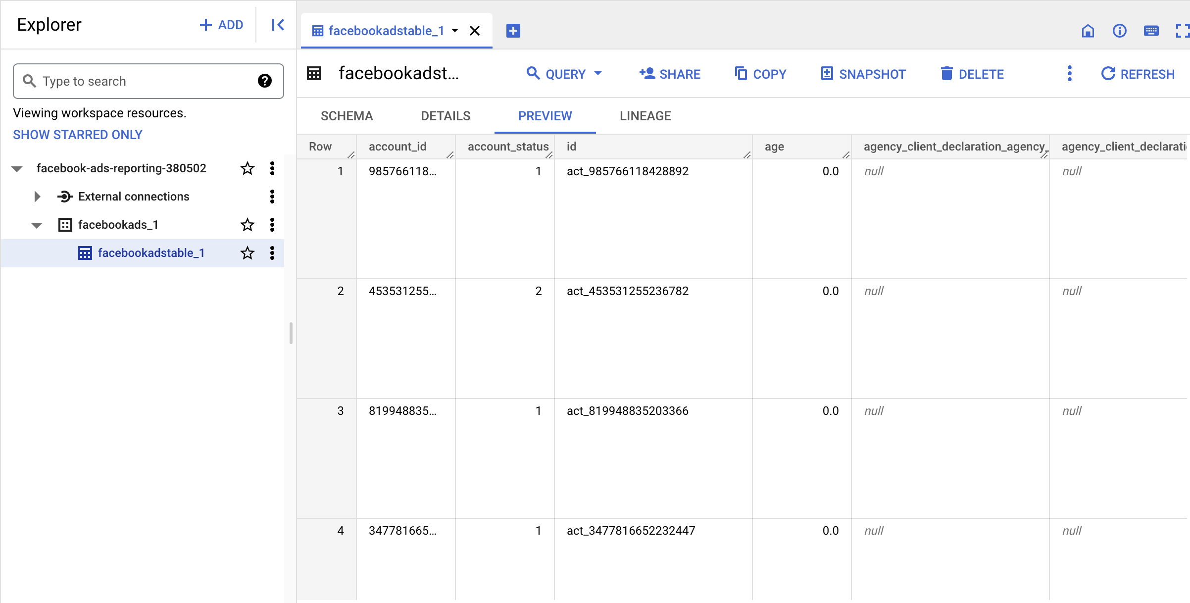 10 bigquery vista previa de datos