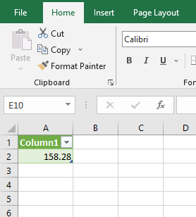 16 stock price imported to excel