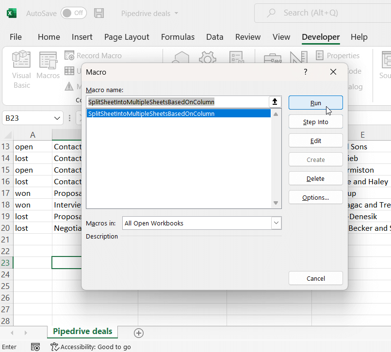 3.4 visual basic excel run macro
