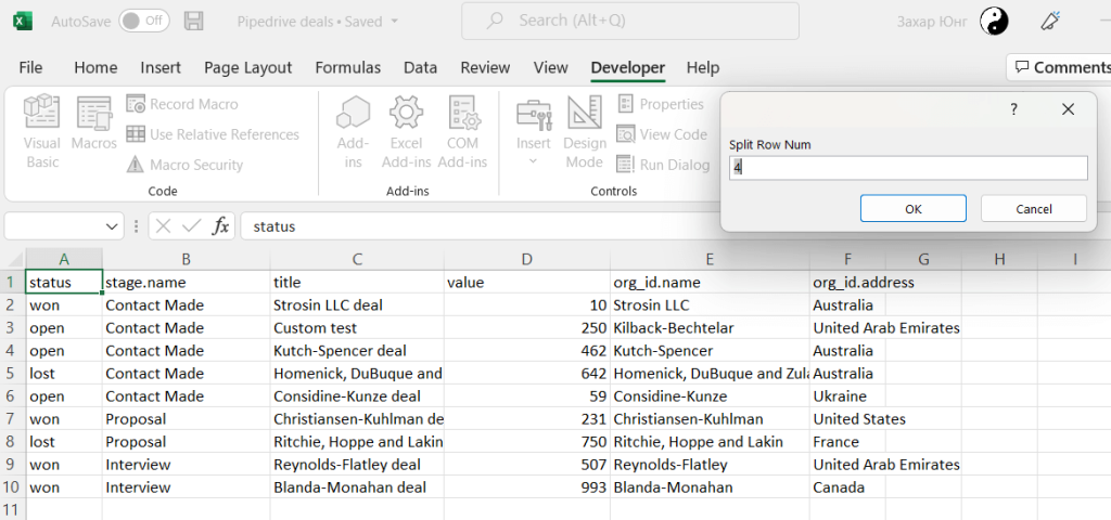 4.3 split sheets by rows specify number of rows