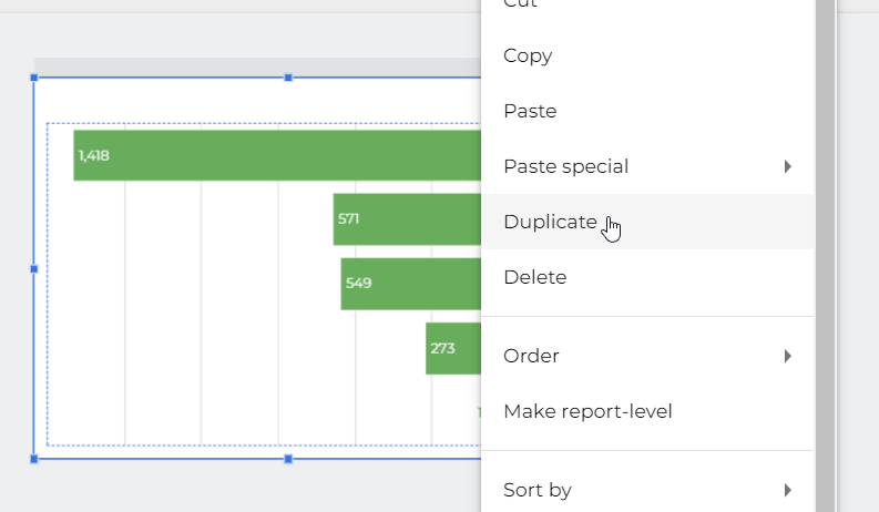 6.5 looker studio funnel bar chart duplicate