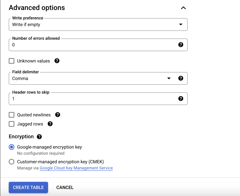 9 bigquery advanced options