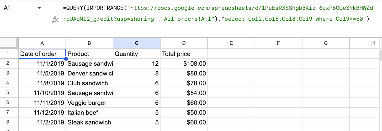 filter data