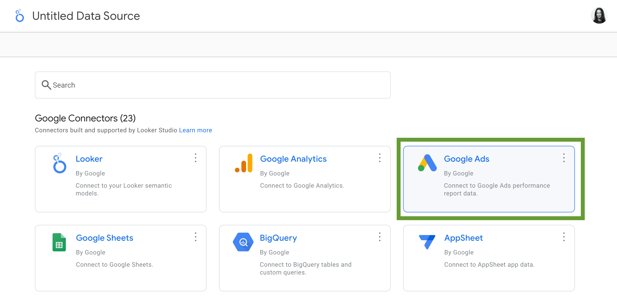 Looker Studio conecta o Google Ads