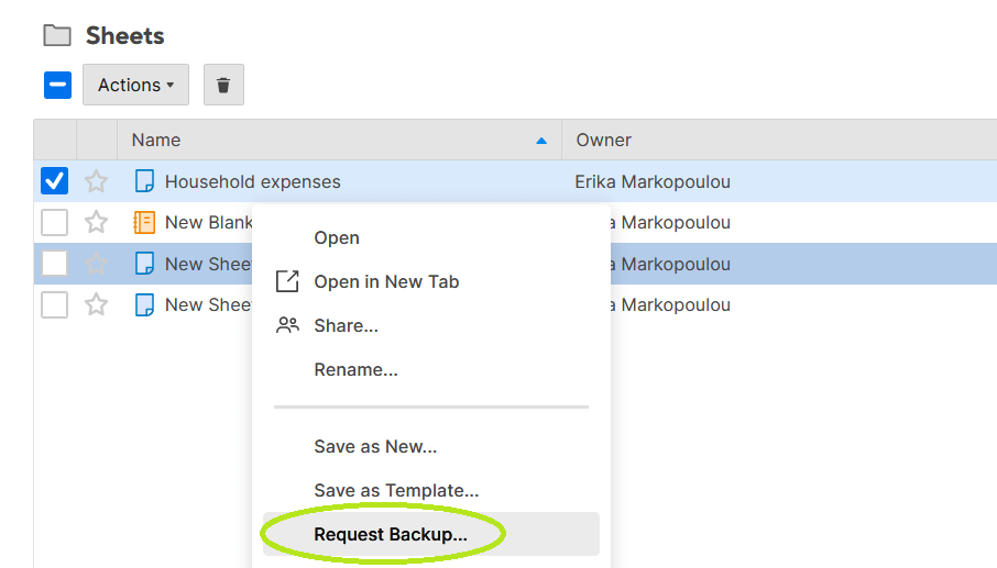 17 request backup