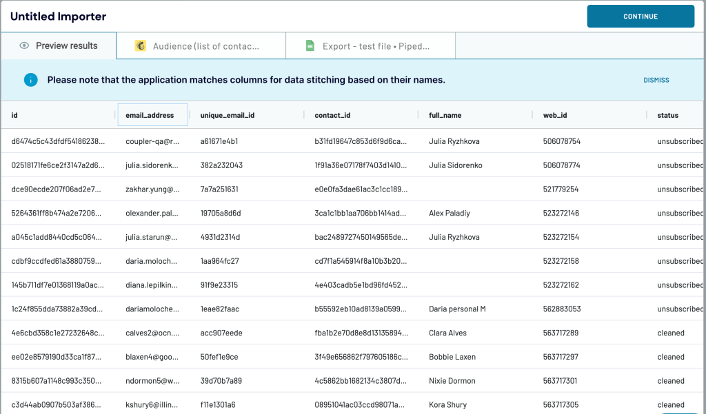 2. Preview and Transform module data stitching