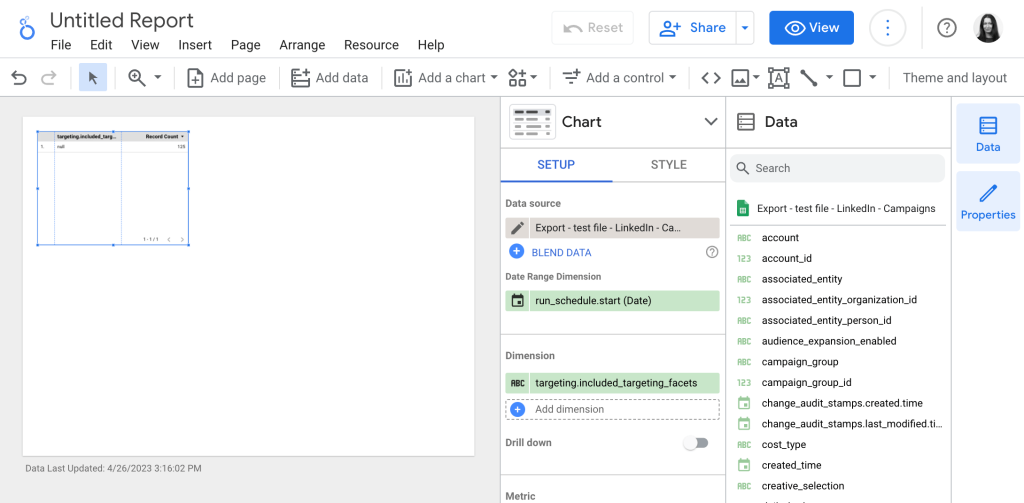 4. Google Sheets to Looker Studio visualize data