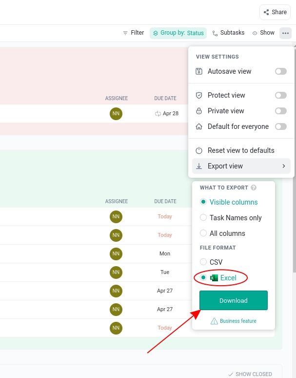 4.Manual export Excel file step 4