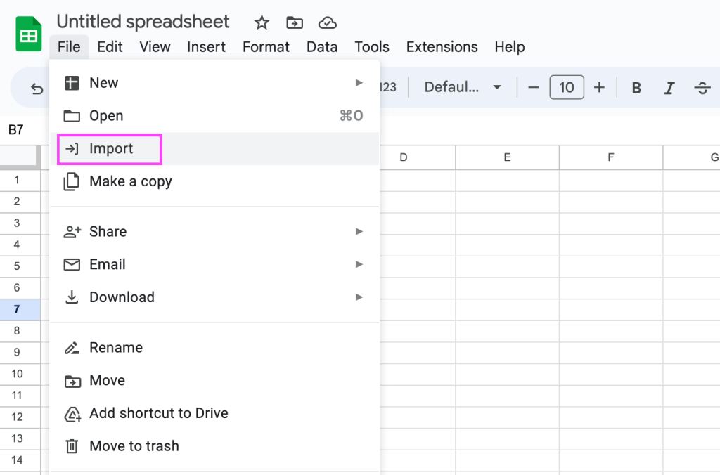 5 google sheet import