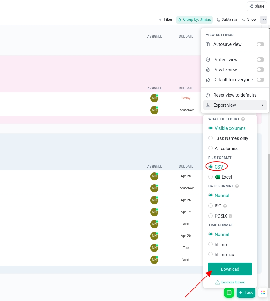 6.Manual export CSV alternative
