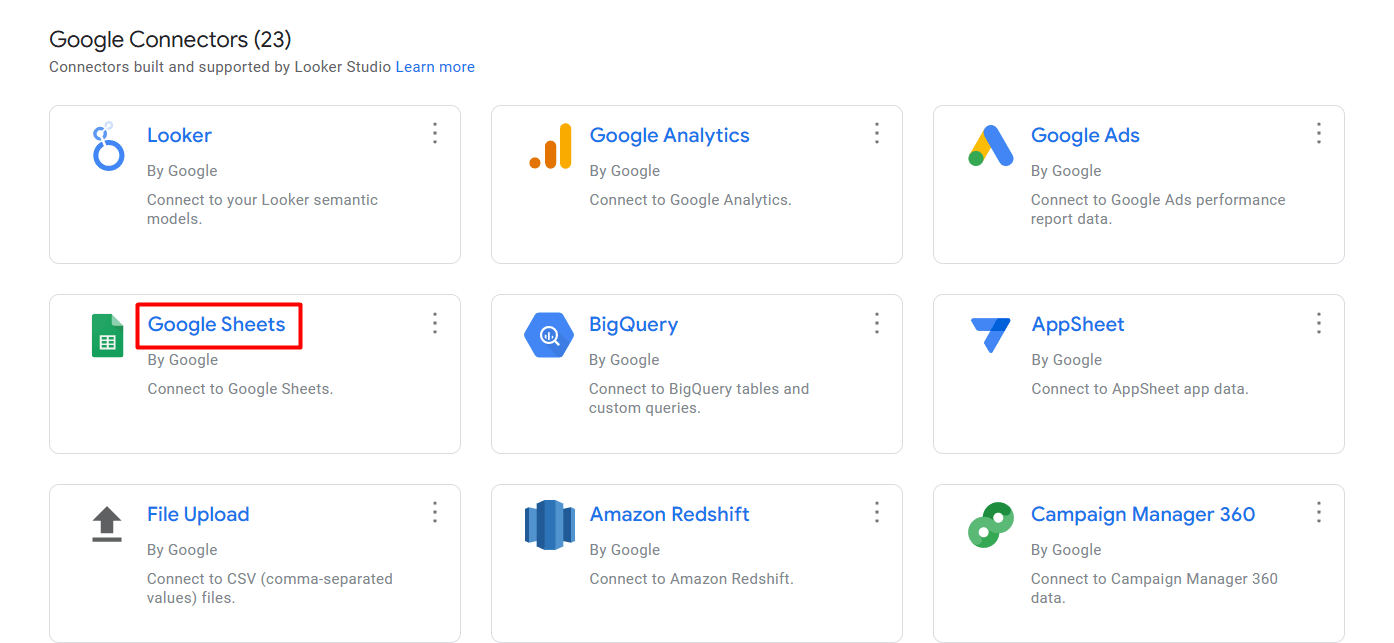 connecteur google sheets