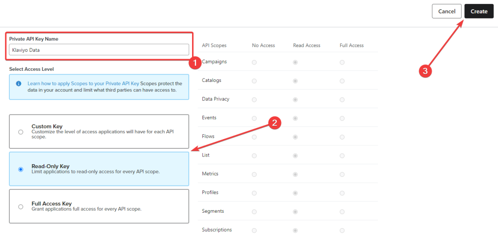 2 enter details klaviyo api key
