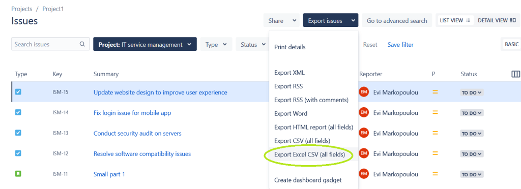 21 export CSV