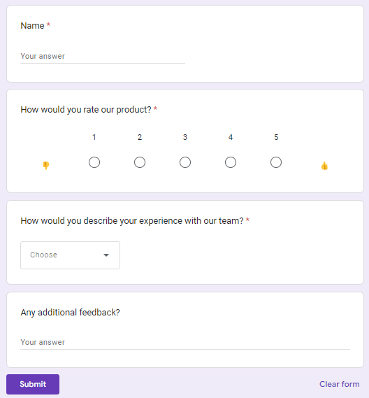 Figure 3.0.1. A customer feedback form example