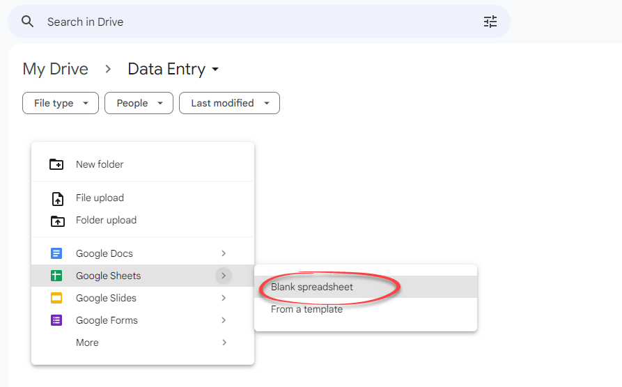 Figure 3.1.1. Creating a new Google spreadsheet