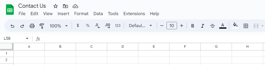 Figure 4.1.1. A new spreadsheet file