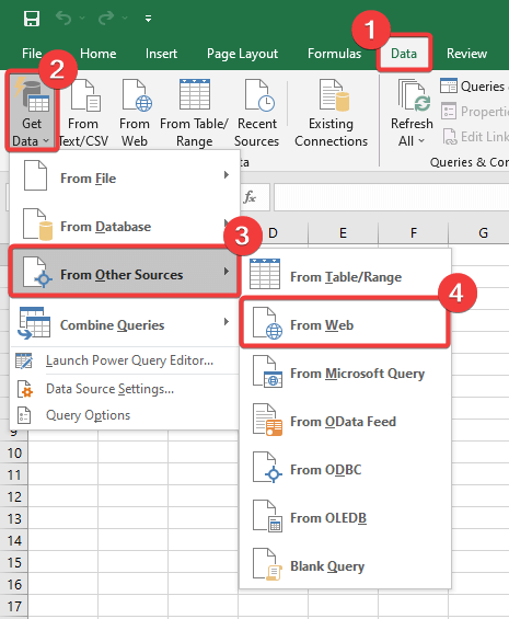 conectar a fuente de datos web en excel
