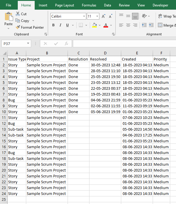 importación de jira a excel mediante coupler