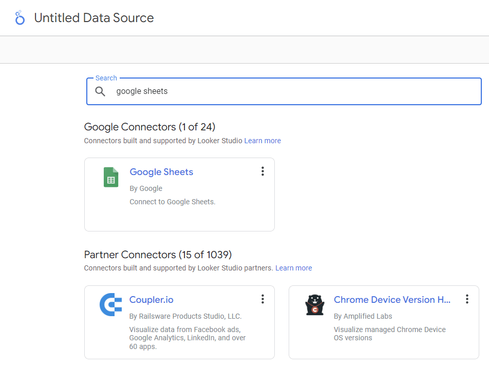 Figure 09. Adding a Google Sheets data connector