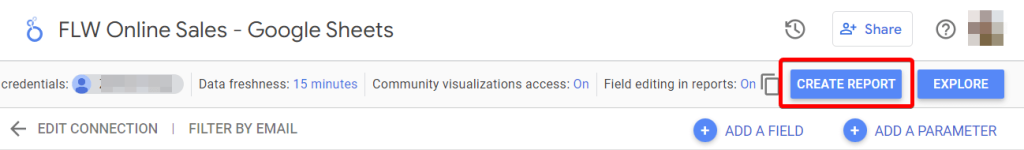 Figure 15. Creating a report from the data source page