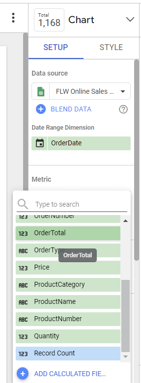 Figure 24. Changing the metric in the scorecard
