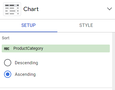 Figure 37. Sorting the table based on product category