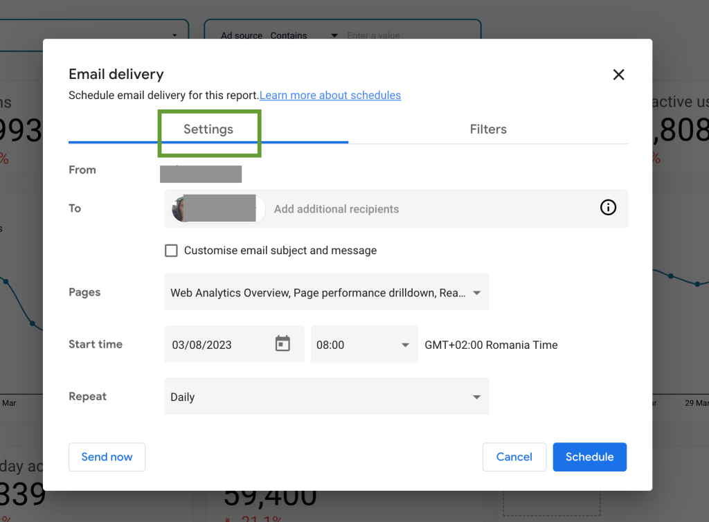 11 email delivery settings looker studio report