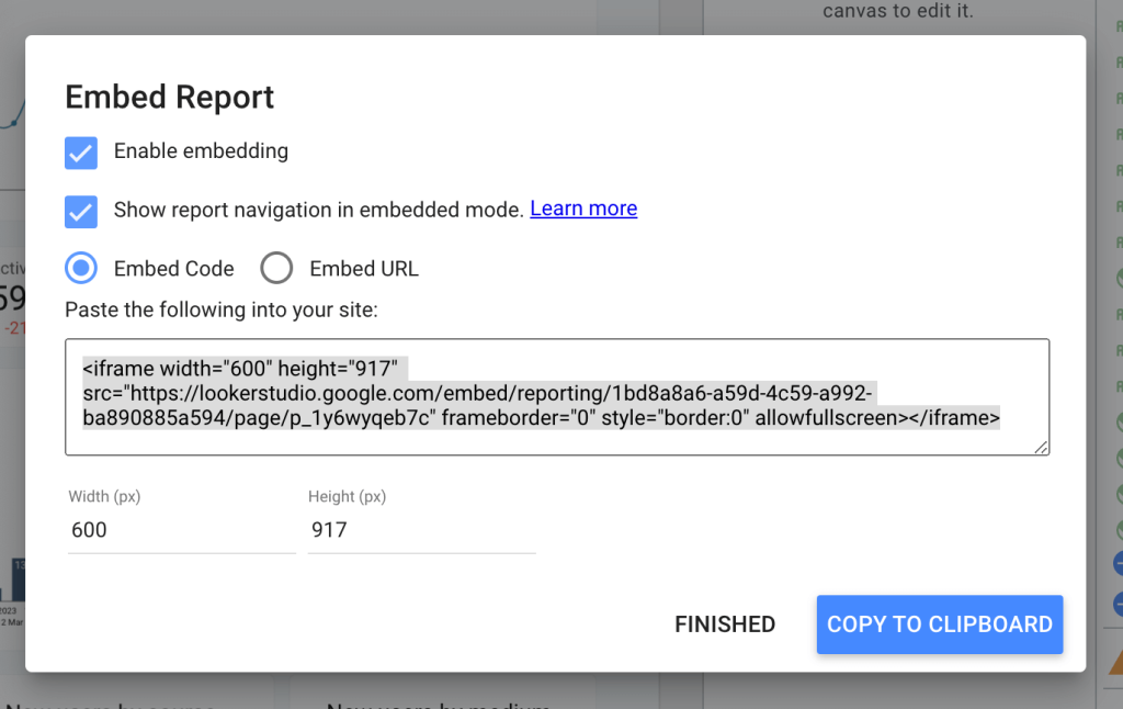 image_tooltip 16 embed report looker studio iframe code