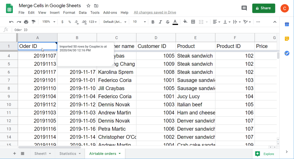 19 airtable dataset