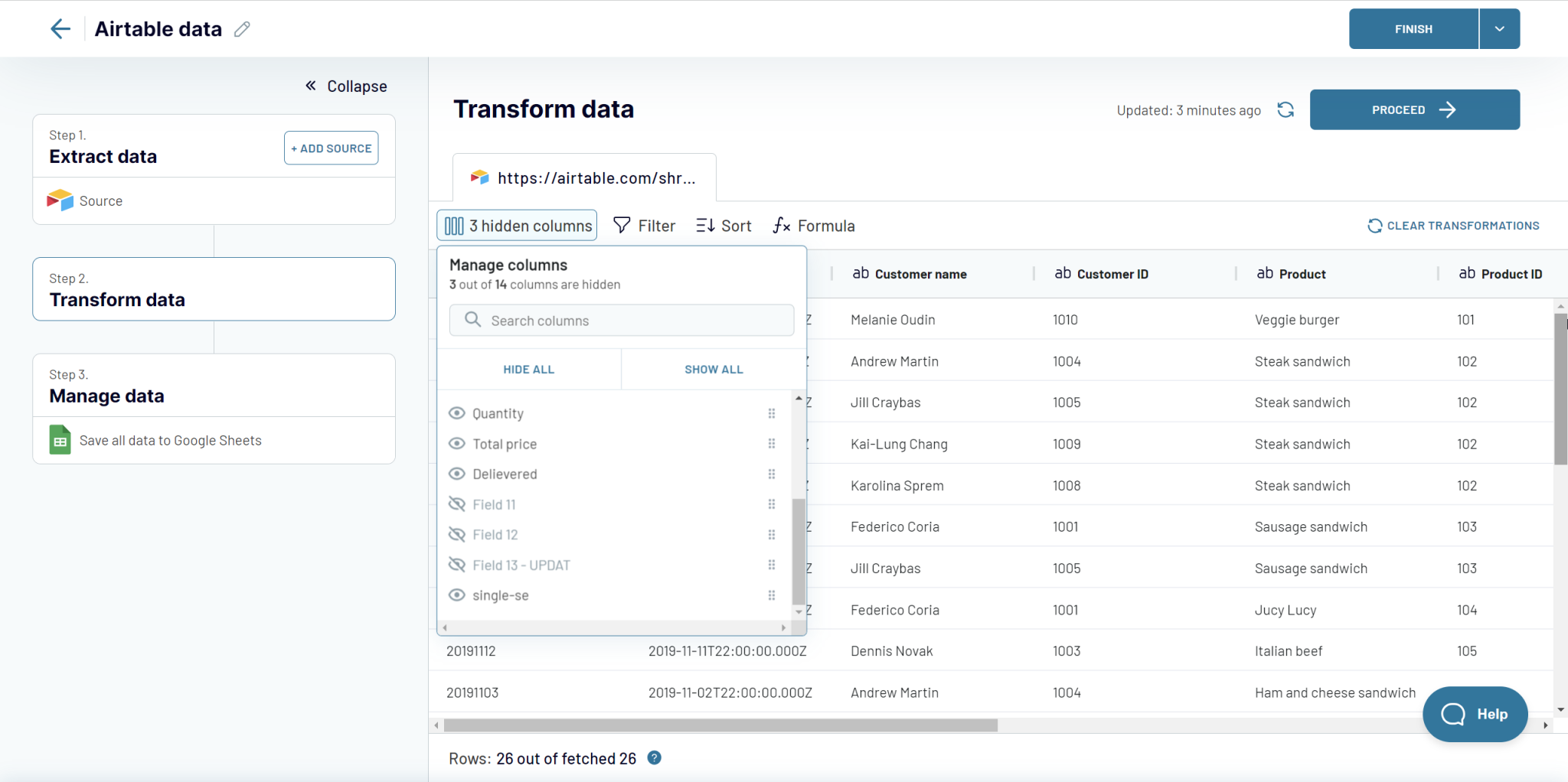 2 transformar datos airtable google sheets