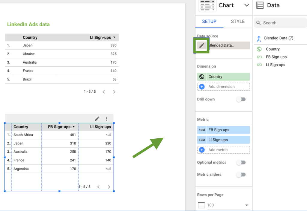 22. Blend data from multiple sources in Looker studio 2