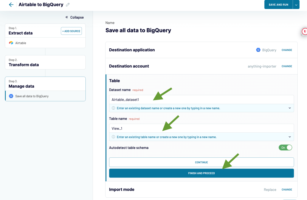 3. Coupler.io Airtable to bigQuery 2