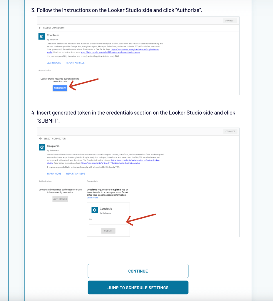 Export Excel to Looker Studio Coupler.io destination 2