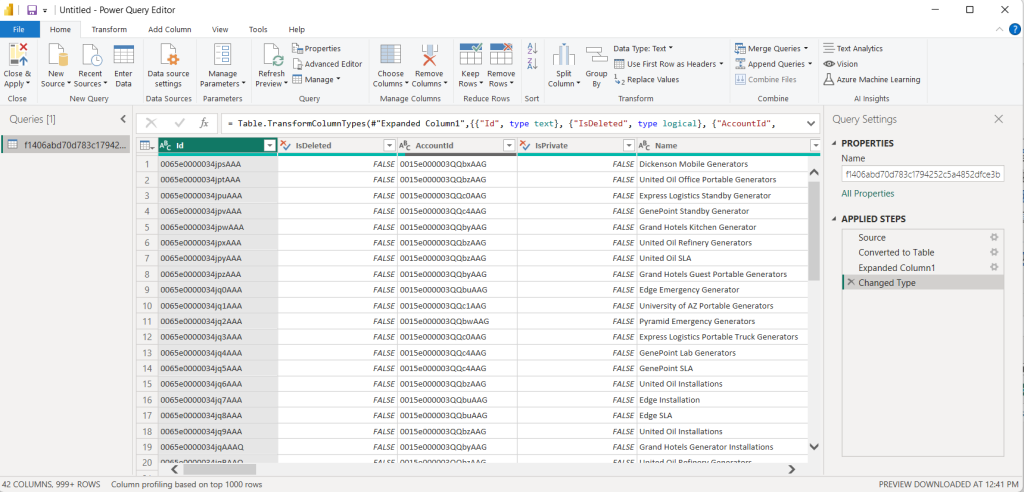 salesforce data in power bi