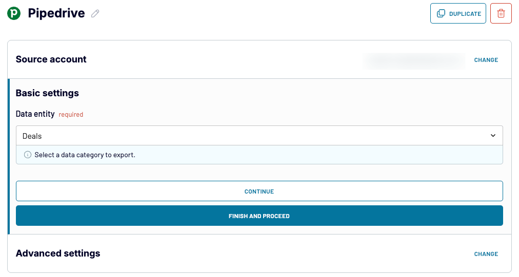 1 pipedrive data backup configure basic source in coupler