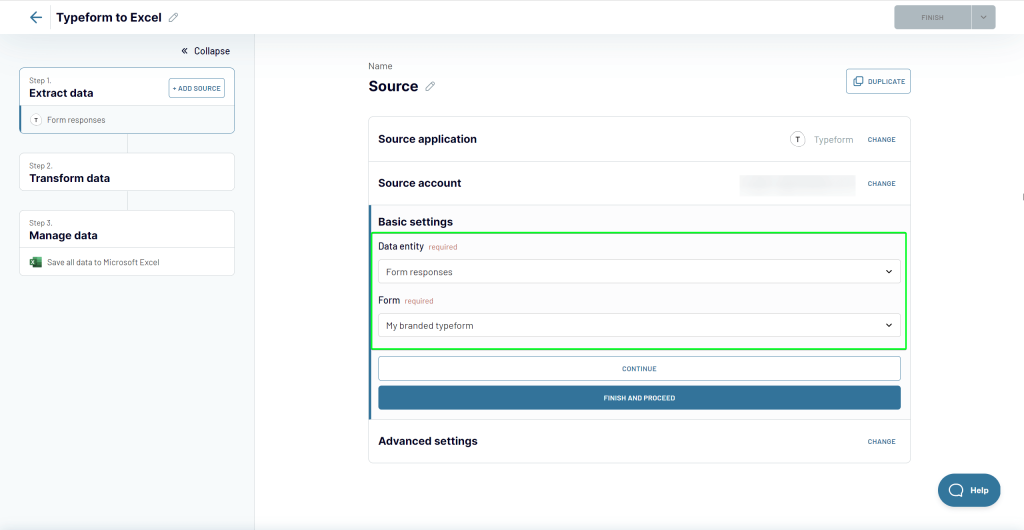 1 step 1 extract data typeform excel