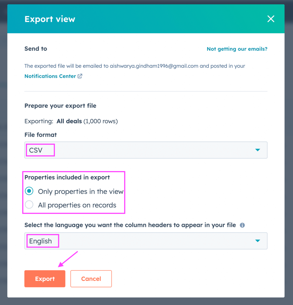 10 hubspot export