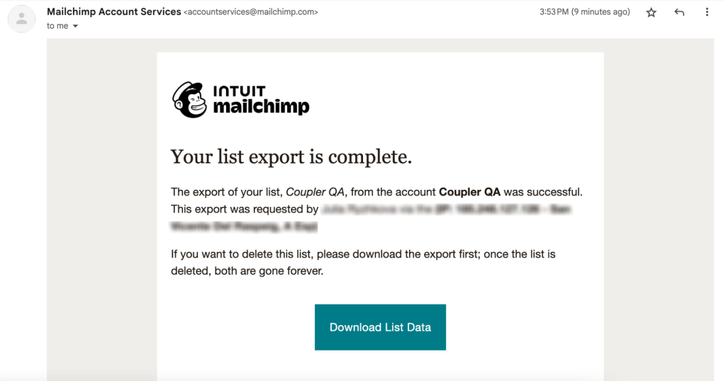2.2 mailchimp contacts export