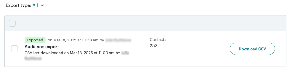 2.3 mailchimp export contacts