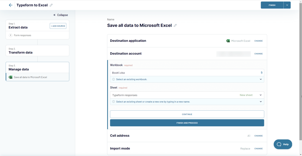 3 step 3 manage data typeform excel