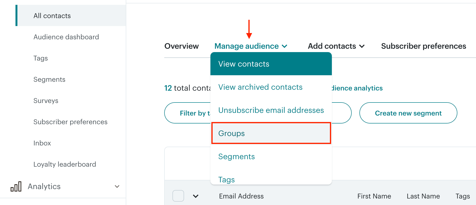 3.1 mailchimp group contacts exports