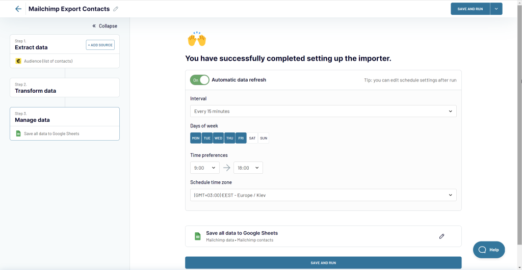 4 schedule mailchimp export contacts